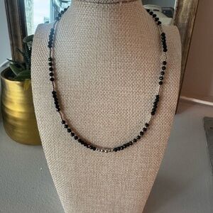 Elegant Black Beaded Necklace with Silver Accents - Women Jewelry